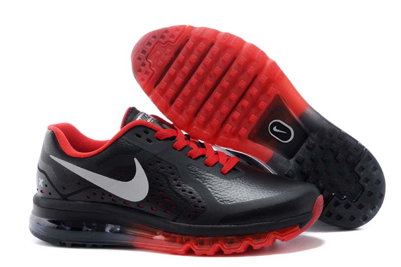 Nike Air Max 2014 Cuir Chaussures De Course Hommes Noir Rouge